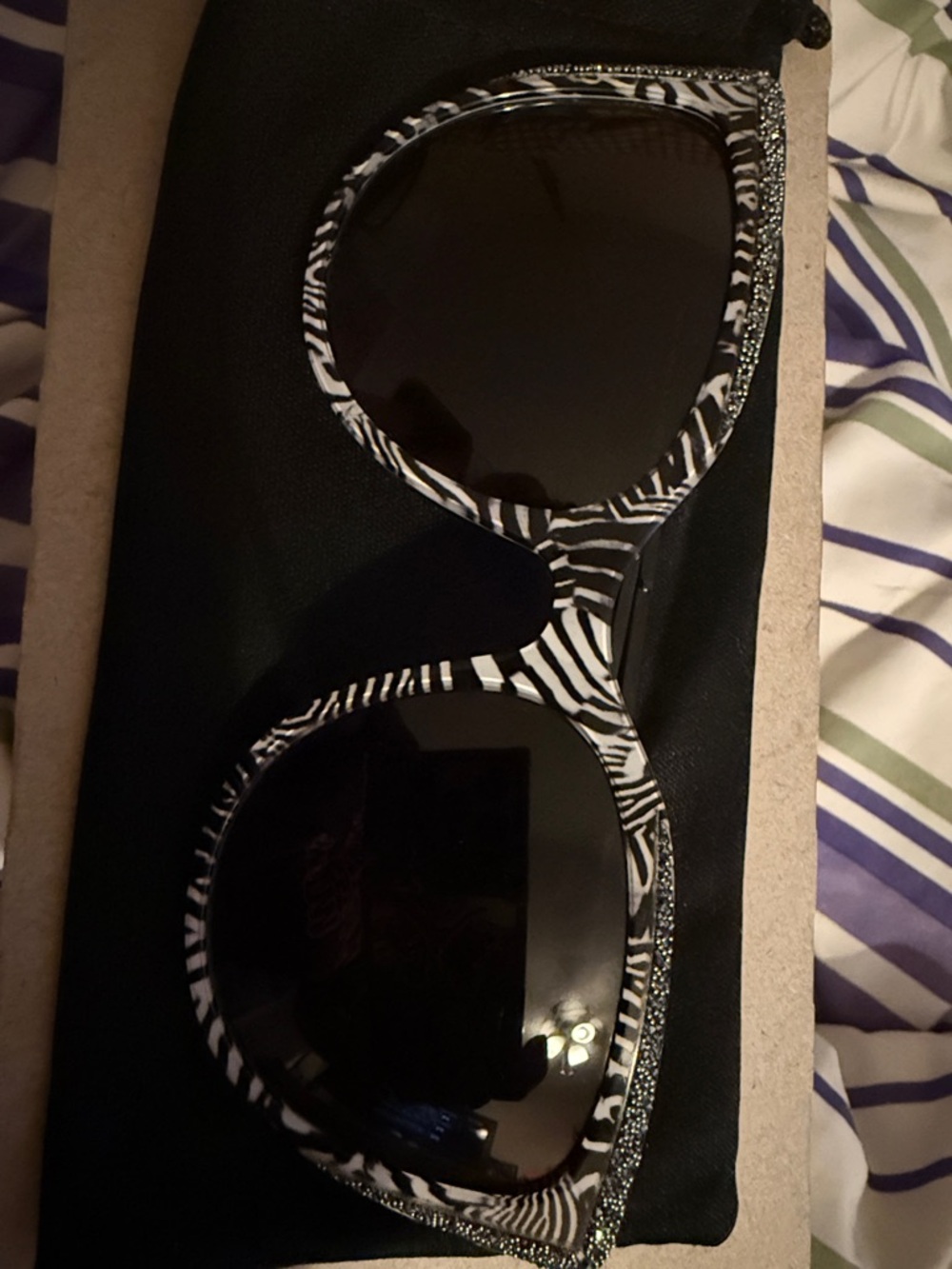 Zebra Print Oversized Betsy Johnson Sunglasses - Black & White